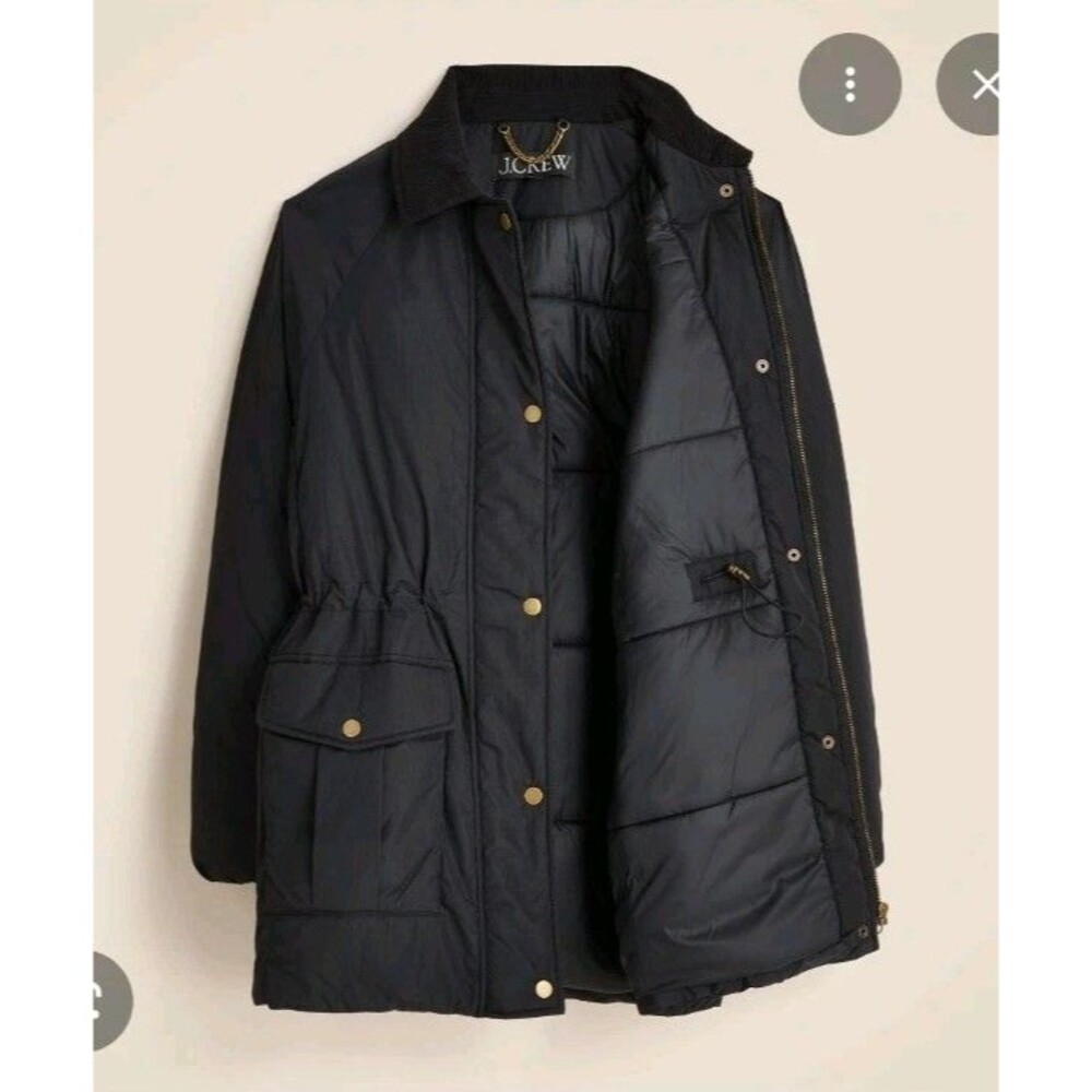 J.Crew Puffer Barn Jacket with Primaloft Black Adjust Waist CP431 Size S NWT